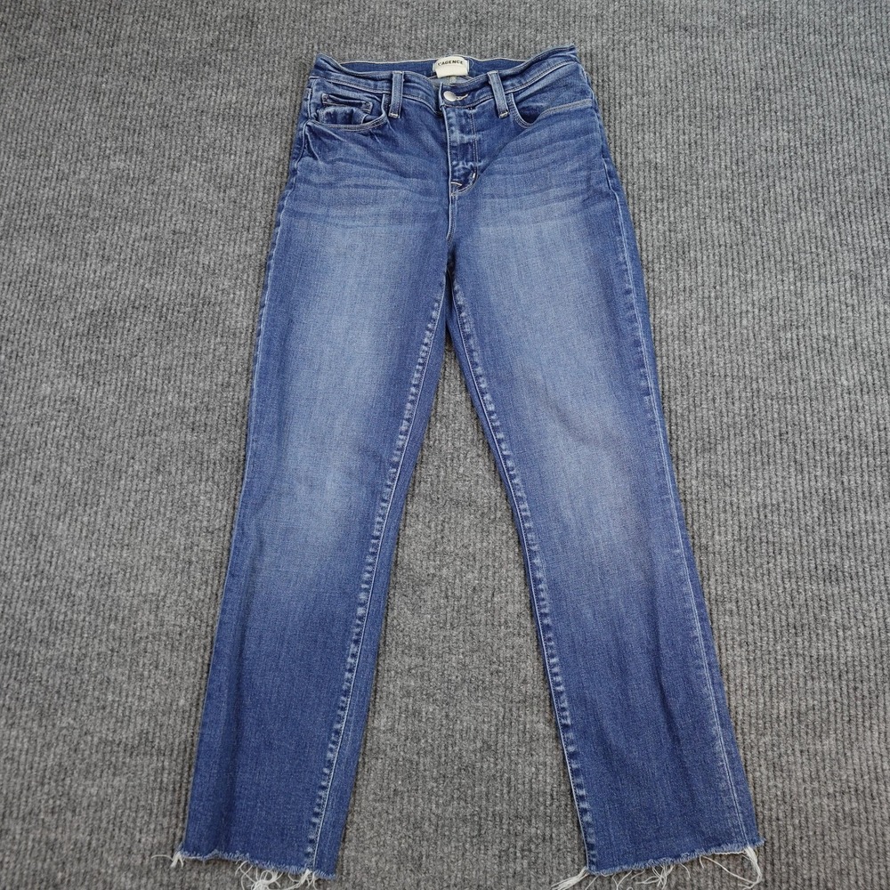 L'AGENCE Jeans Womens 25 High Rise Straight Crop Distressed Medium Wash Denim
